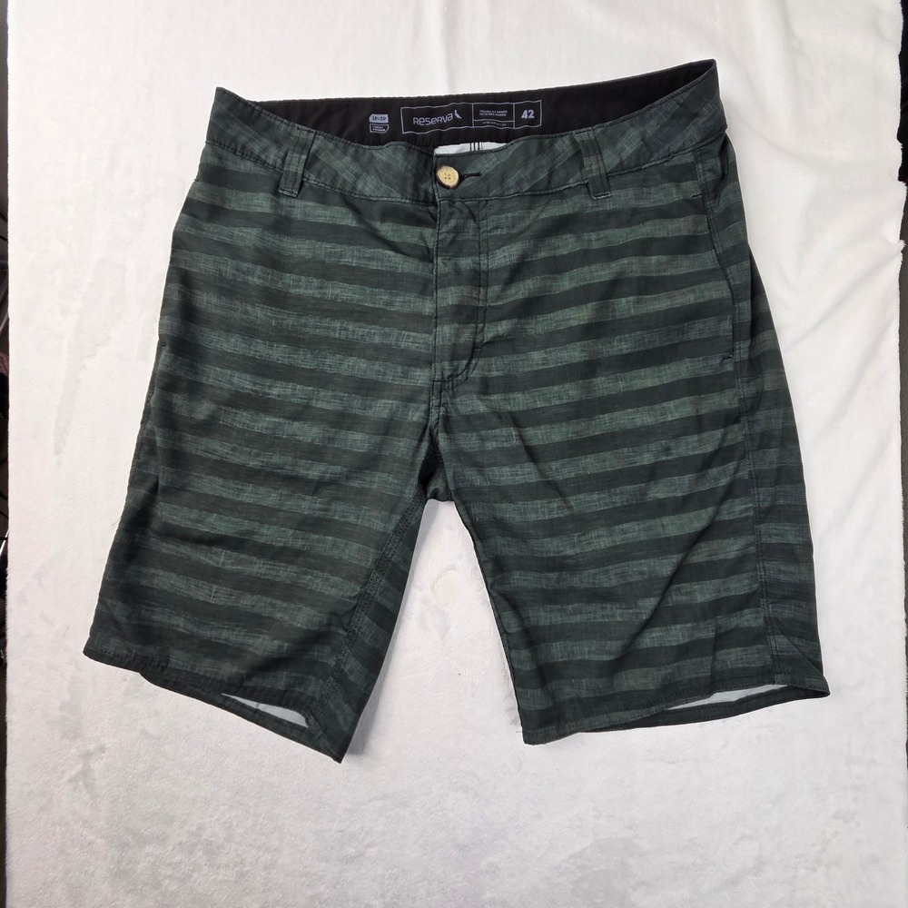 Reserva Shorts Mens 42 Green Excellent Striped‎ Hybrid Board Shorts Stretch